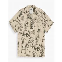 OAS Gemustertes Leinen-Kurzarmhemd mit Resort-Kragen in M