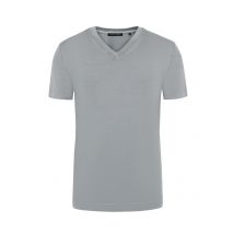 Trusted Handwork Unifarbenes T-Shirt aus Pima-Baumwolle mit V-Ausschnitt in M