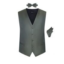Carlo Cardini Set aus Anzugweste mit V-Ausschnitt, Fliege und Einstecktuch in 44