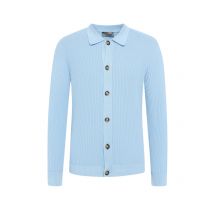 Ferrante Sommerliche Strickjacke mit Streifenstruktur und Umlegekragen in 50