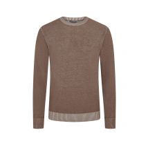 Ferrante Rundhalspullover aus Baumwolle in Washed-Optik mit Rippbündchen in 52