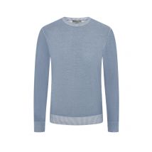 Ferrante Rundhalspullover aus Baumwolle in Washed-Optik mit Rippbündchen in 48