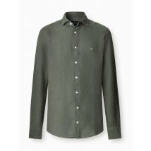 Hackett London Leinenhemd mit Logo-Stickerei, Tailored Fit in M