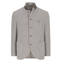 Luis Trenker Janker Lusandro mit Fischgrätmuster und Ellenbogenpatches in 52