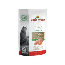 Almo Nature - HFC Natural pour chat - Lot de 6 pochons 55 g - Poulet & Crevettes- Poulet | Saumon | Thon | Crevettes | Potiron