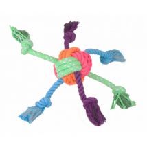Anka -Balle avec cordes multicolores Patchwork pour chien - Medium 43 cm