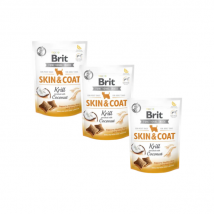 Brit - Care Functional Snack Skin&Coat pour peau et pelage des chiens - krill et noix de coco - Lot de 3 sachets de 150 g- Noix de coco | Krill
