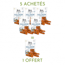 Brit - Jerky Protein Bar pour chien - Saumon - 5 achetés = 1 offert- Poulet | Insectes | Gibier | Agneau | Saumon | Canard