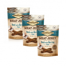 Carnilove - Jerky - friandises canard et hareng pour chien - Lot de 3 sachets de 100 g- Canard | Dinde | Hareng