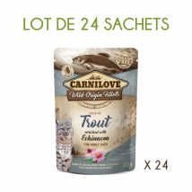Carnilove - Pouch pâtée 85 g pour chat - Truite et échinacée - Lot de 24 pâtées- Truite | Caille | Sanglier | Faisan | Canard | Dinde