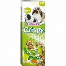 Versele Laga -Crispy Sticks aux légumes pour lapins et cobayes (DLUO 3 mois)- Céréales | Légumes | Miel