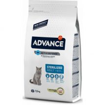 Advance -Croquettes pour chats Sterilised Dinde - Sac de 1,5 kg- Dinde | Orge