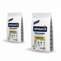 Lot de 2 -Advance -Croquettes pour chats Sterilised Saumon - Sac de 3 kg - lot de 2- Orge | Saumon