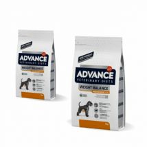 Advance -Croquettes pour chiens Veterinary Diets Weight Balance - Sac de 12 kg - Lot de 2- Traitement:Diabète | Obésité- Maïs