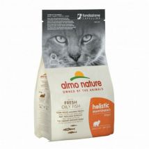 Almo Nature -Croquettes Holistic pour chat adulte poisson blanc et riz - Lot de 3 - Sac des 2 kg- Poisson