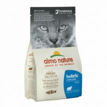 Almo Nature -Croquettes Holistic Sterilised pour chat Saumon et Riz - Sac de 2 kg- Saumon | Riz