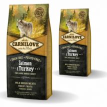 Carnilove - Adult saumon & dinde pour chien de grande race - Lot de 2 - Sac des 12 kg- Canard | Dinde | Saumon