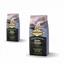 Carnilove -Croquettes saumon & dinde pour chiot - Lot de 2 - Sac des 12 kg- Dinde | Saumon