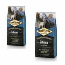 Carnilove -Croquettes saumon pour chien adulte - Lot de 2 - Sac des 12 kg- Hareng | Poulet | Saumon