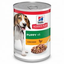 Hill's - Science Plan Canine Puppy Medium Poulet pour croissance 12 boîtes de 370 g (Fin de DLUO)- Dinde | Poulet