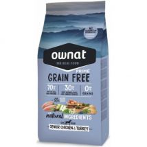 Ownat -Croquettes Grain Free Prime Senior Poulet et Dinde sans céréales pour chien senior - Sac de 12 kg- Poulet