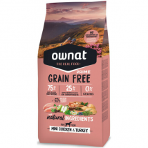 Ownat -Croquettes Prime sans céréales dinde et poulet pour petit chien - 3 kg- Poulet | Dinde