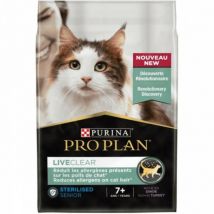 Proplan -Croquettes ProPlan Liveclear Senior Sterilised pour chat senior stérilisé - Lot de 2 - Sac des 2,8 kg- Dinde