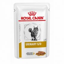 Royal Canin - Veterinary Diet Urinary S/O pour chats - Morceaux 12 sachets 85 g- Traitement:Infections urinaires, Calculs- Volaille