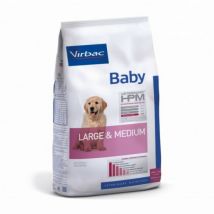 Virbac -Croquettes HPM Baby Large & Medium pour chiot - Sac de 3 kg- Betterave | Pomme de terre | Porc | Riz | Volaille