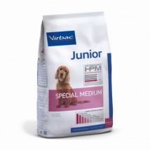 Virbac -Croquettes HPM Junior Special Medium pour chien - Sac de 3 kg- Pomme de terre | Volaille