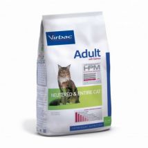 Virbac -Croquettes HPM Neutered & Entire adulte au saumon pour chat - Sac de 1,5 kg- Pomme de terre | Porc | Saumon | Volaille