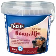 Trixie -Friandises Bony Mix pour chiens Seau 500 g- Agneau | Boeuf | Poulet | Saumon