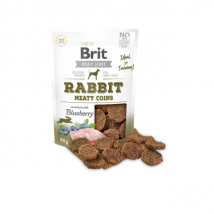 Brit -Friandises Jerky Meaty en forme de pièces - Saveur Lapin - Sac dehet 80 g- Hareng | Lapin | Dinde