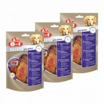 8in1 -Friandises pour chien Pro Active saveur poulet 8 in 1 Fillets - Sac dehet 80 g - Lot de 3- Poulet