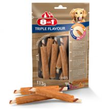 8in1 -Friandises ribs à mâcher pour chien Triple Flavour - 6 pièces- Porc | Poulet | Boeuf