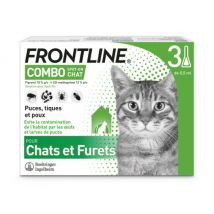 Frontline - Combo Spot On soin antiparasitaire pour chats et furets Boîte 3 Pipettes