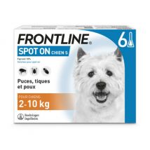Frontline - Spot On soin antiparasitaire pour chiens 2/10 kg Boîte 6 Pipettes