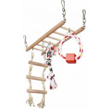Trixie -Jeu pont suspendu bois/corde pour petits rongeurs avec échelle - 29 × 25 × 9 cm