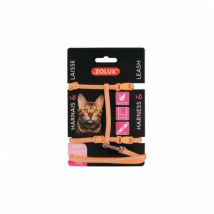 Zolux -Kit sellerie réfléchissant pour chat - Laisse 1,20 m et harnais réglable - Coloris Orange
