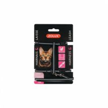 Zolux -Kit sellerie réfléchissant pour chat - Laisse 1,20 m et harnais réglable - Coloris Noir
