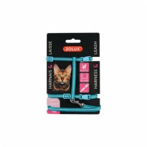 Zolux -Kit sellerie réfléchissant pour chat - Laisse 1,20 m et harnais réglable - Coloris Bleu