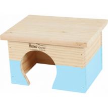 Zolux -Maison abri toit plat en bois pour rongeur - Coloris Bleu Taille S