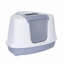 Anka -Maison de toilette d'angle pour chat Cozy Corner grise et blanche