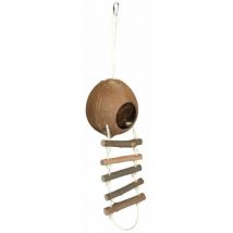 Trixie -Maison suspendue noix de coco avec échelle pour rongeurs - Simple ø 13 × 56 cm