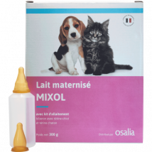 Osalia -Mixol lait maternisé pour chaton et chiot - Boîte de 300g (avec 1 tétine et 1 biberon de 60 ml)