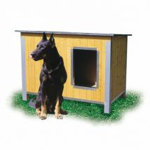 Difac -Niche isolée en bois pour chien avec toit simple pan incliné Large - Ouverture longueur