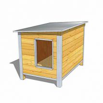 Difac -Niche isolée en bois pour chien avec toit simple pan incliné Large - Ouverture largeur