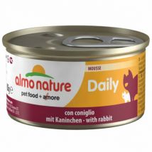 Almo Nature -Pâtée pour chat Daily Menu - lot 6 boîtes 85 g Mousse avec lapin- Agneau | Boeuf | Canard | Dinde | Lapin | Poisson | Poulet | Saumon | 