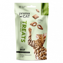 PrimaCat - Treats pour chat - Crunchy anti-boules de poils - 40g (DLUO 3 mois)- Boeuf | Saumon | Poulet | Dinde | Herbes