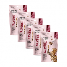 PrimaCat - Treats pour chat - Lot de 5 sachets mini steak de bœuf - 50g- Boeuf | Saumon | Poulet | Dinde | Herbes